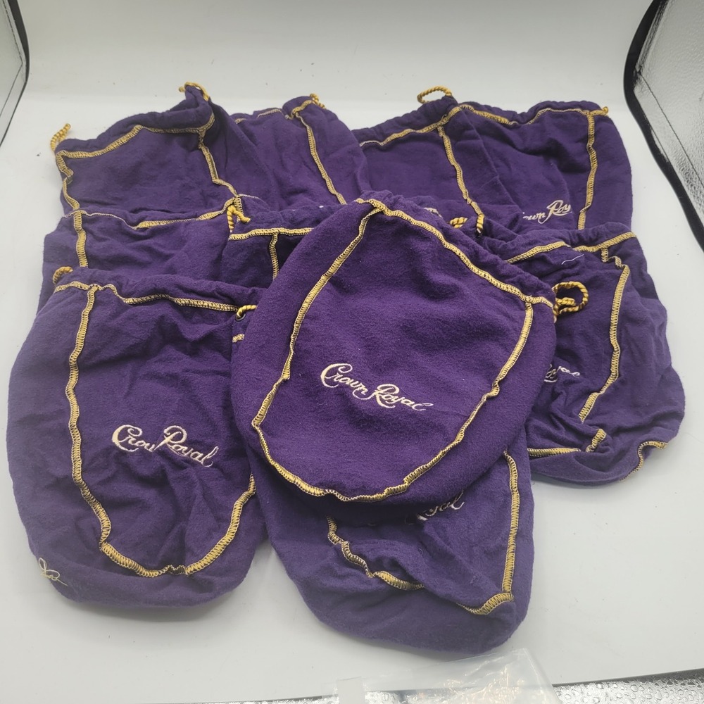 10 Purple 💜 Crown Royal Drawstring Bags  9"‎